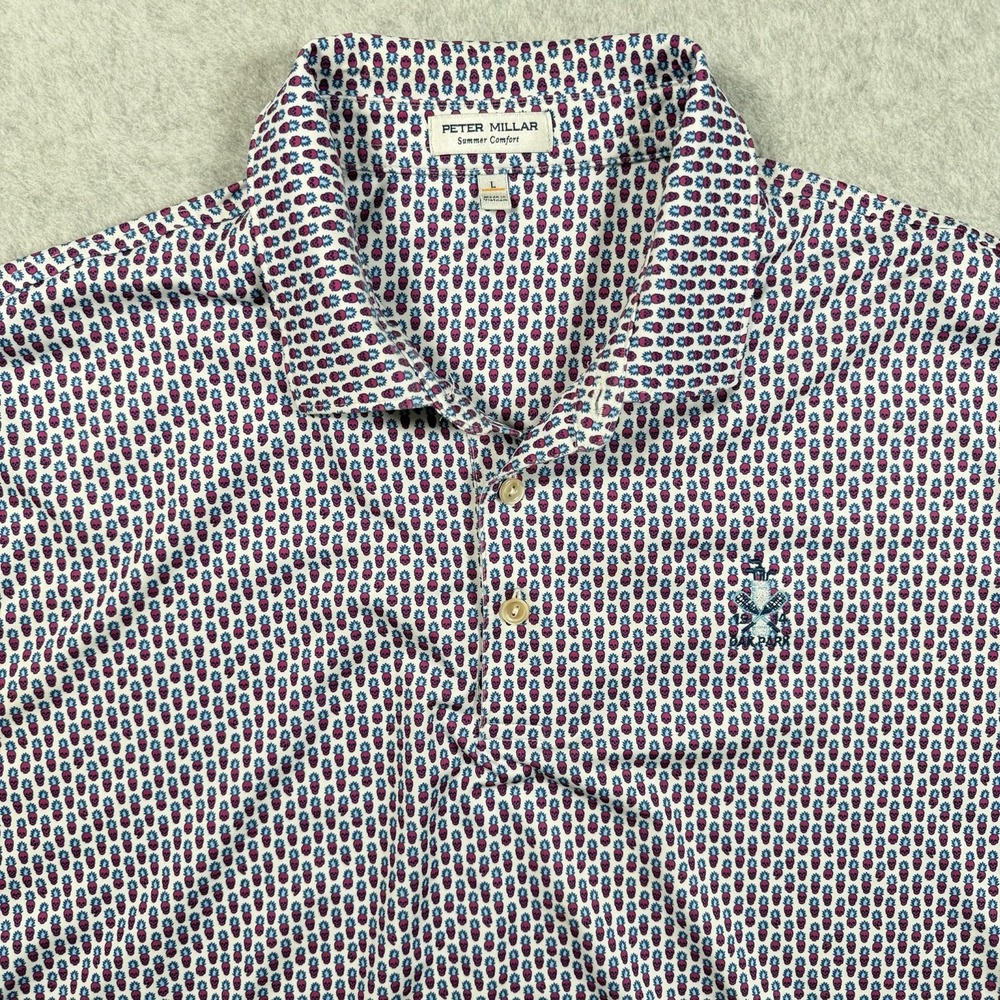 Peter Millar Summer Comfort Polo Shirt Mens Large Pina Skullada Skull Print AOP